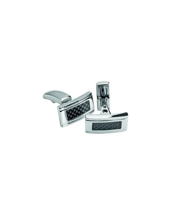 Rochet - boutons de manchettes carbone acier inoxydable - Mercury