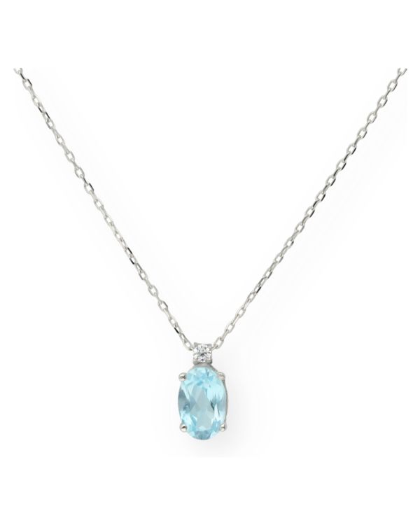 Collier Topaze Bleue, Zirconia Or 9 ct - Colorstone de Carat